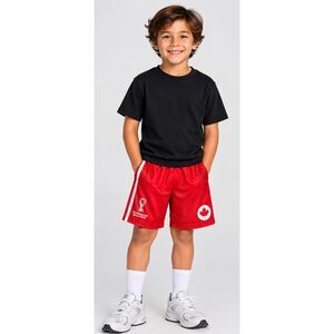 FIFA World Cup Qatar 2022 Canada Boys Shorts Sz M 5/6 Red